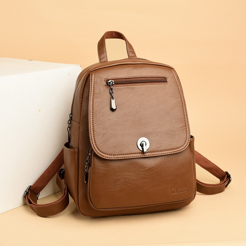 Vintage zwarte damesrugzak, merk damesrugzak, leren boekentas voor tienermeisjes, schooltas, reistas voor dames: Geel