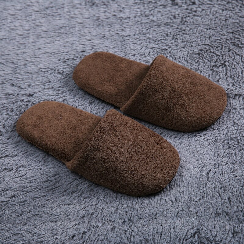 Zapatos de pan de terciopelo Coral para mujer, Zapatillas de casa, Hotel, desechables, cálidas, de algodón para interior, , 1 par