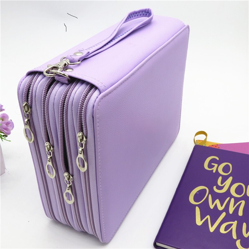 Pu leren school etui met 184 gaten, grote capaciteit, kleurpotloodtas, multifunctionele etui voor kunstbenodigdheden