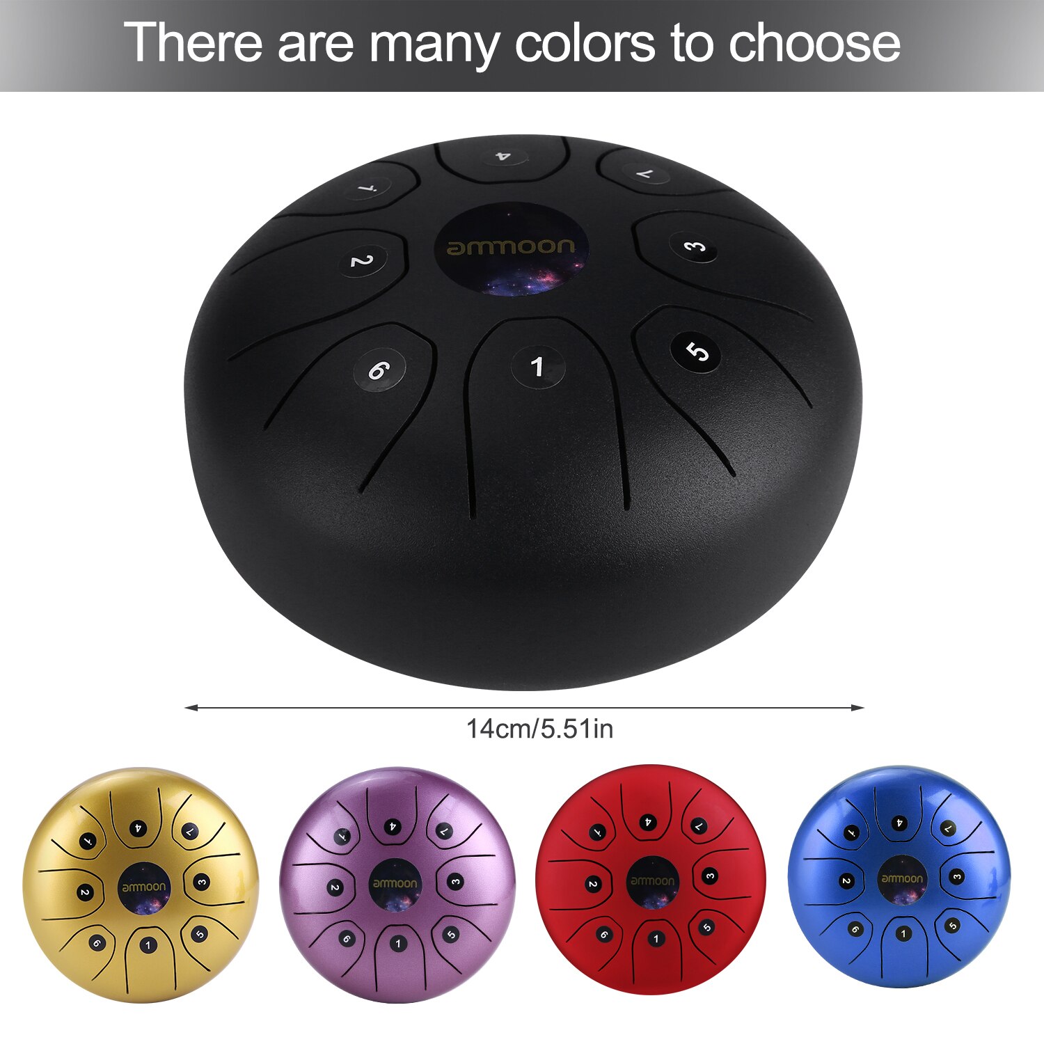 Ammoon 5.5 Inches Mini Staal Tong Drum 8 Notes C-Key Handpan Drum Steel Pocket Drum Percussie Instrument Met draagtas