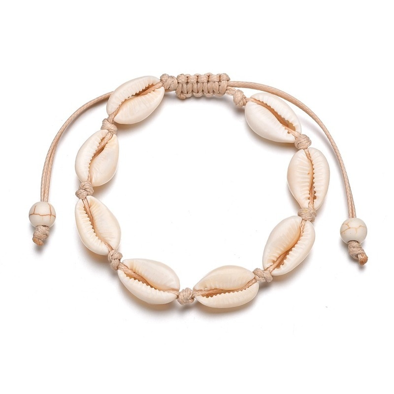 Natuurlijke Porceleinslak Shell Armband Ketting Set Voor Vrouwen Handgemaakte Geweven Boho Hawaii Strand Shell Verstelbare Choker Meisje Festival