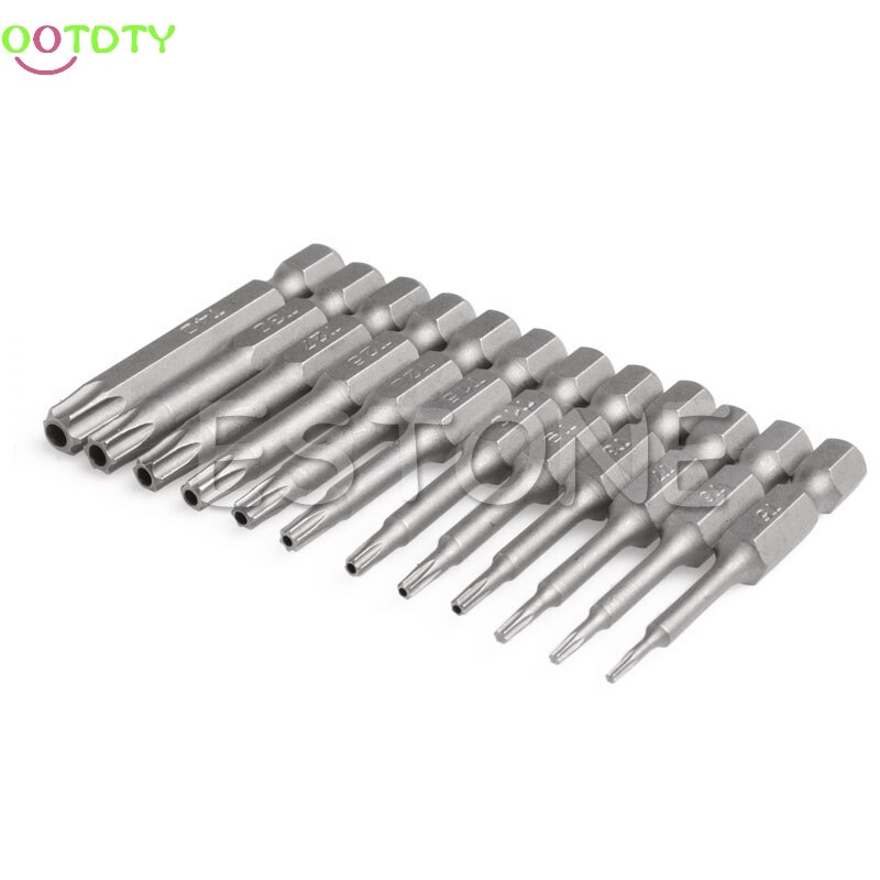 12pcs/Set 1/4 Inch 50mm T5-T40 Magnetic Torx Screwdriver Bits Kit