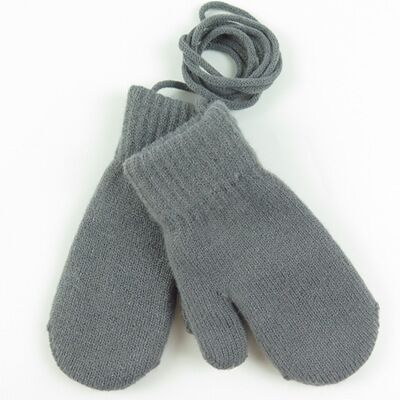 Kinderwinter dikke gebreide kasjmier dubbele lagen warme handschoenen voor kinderen schattige handschoenen met lange vingers wanten: Donkergrijs