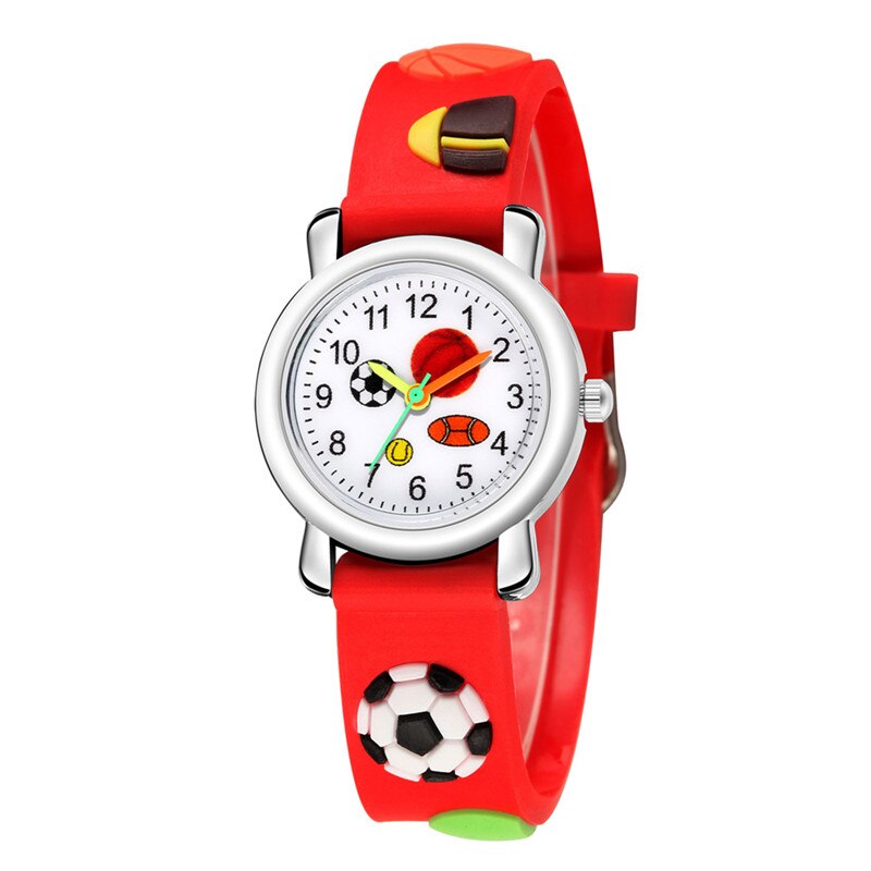 Kinderen Horloges 3D Relief Trend Mode Sport Kinderen Voetbal Patroon Quartz Horloge Voor Kerst Kinderen Dag: Red 