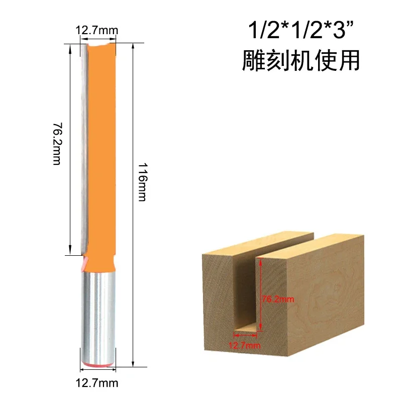 1Pc 1/4 "6.35Mm 1/2" 12.7Mm Schacht Frees Houtsnijwerk Mes Rechte Mes Router Bit carbide Houtbewerking Frees: 28Mm