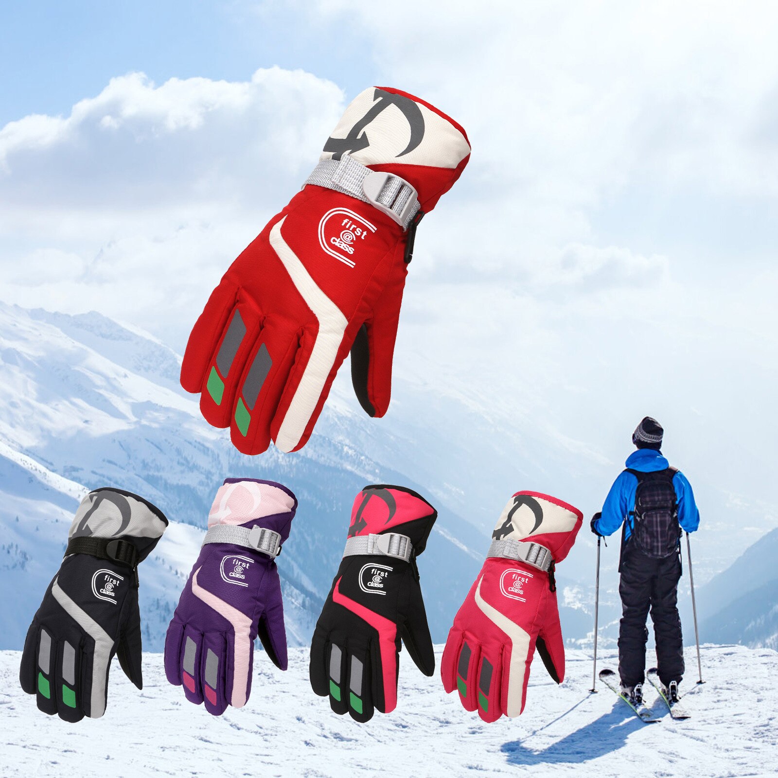 Adult Gloves Warm Ski Gloves Winter Windproof And Waterproof Gloves Plush Thickened Super Warm Outdoor Gloves Mittens R5