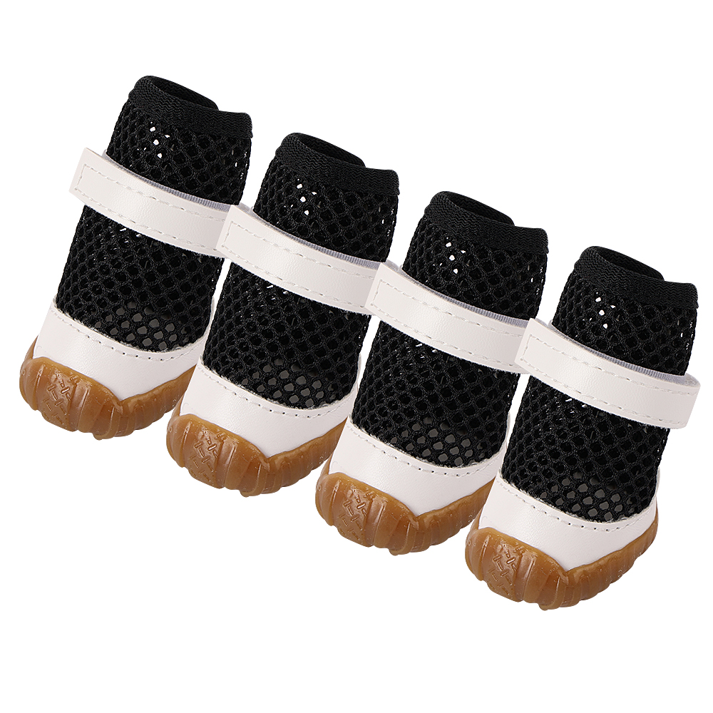 4 stücke Sommer Hundes chuhe Anti-Rutsch-Haustier Welpen Stiefel für kleine Hunde atmungsaktive Katze Chihuahua Schuhe Socken für kleine Hunde Yorkshire: L / Schwarz