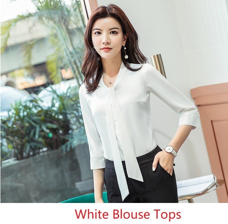 White Half Sleeve Women Blouses and Shirts Spring Summer Ladies Office Blouse Female Casual Tops Clothes: White / L