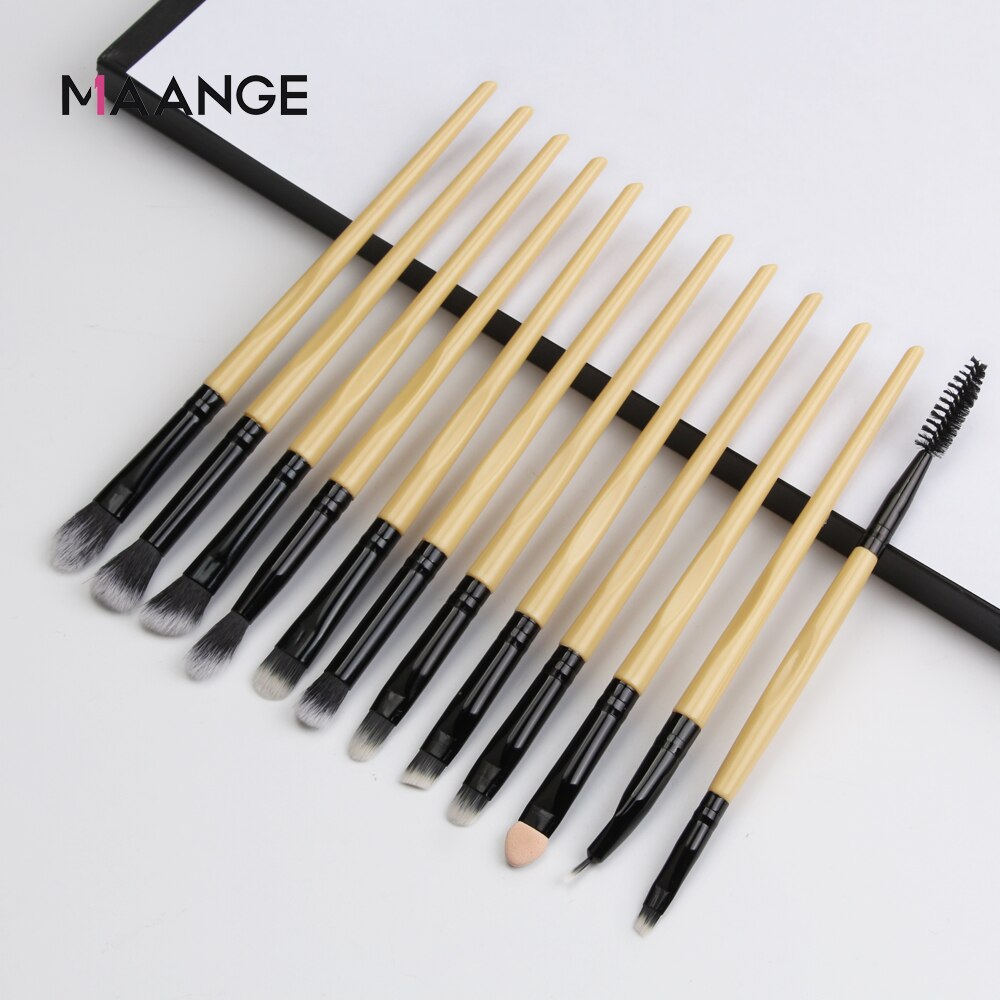 Maange Pro Make-Up Kwasten 12 Stuks Eyeshadow Brush Blending Wenkbrauw Make Up Borstels Synthetische Haren Schoonheid Cosmetica Borstel Set