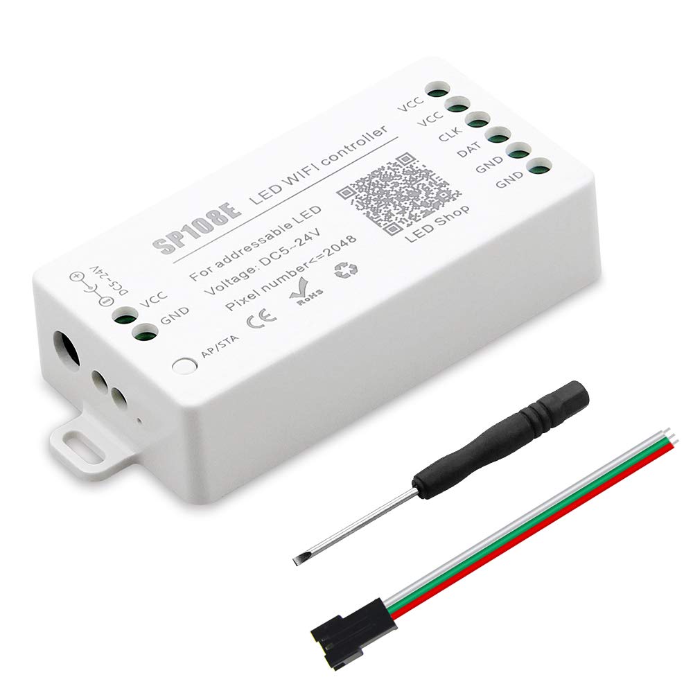 ws2812b Matrix Controller,SP108E WS2812B WS2811 LED WiFi Controller, iOS Android App Wireless Remote Control DC5V~24V for SK6812: Default Title