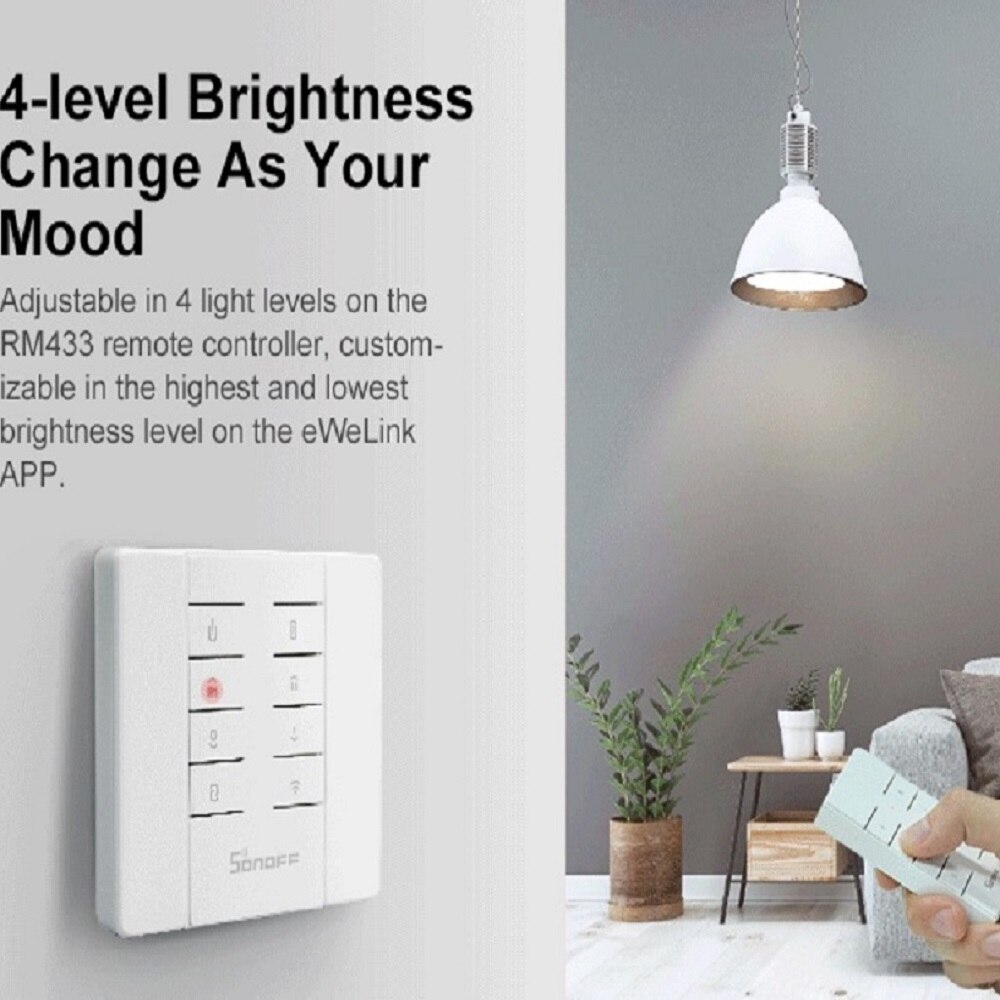 Sonoff D1 Smart Dimmer WiFi Switch 433Mhz RF/APP/Voice Remote Control Adjust Light Brightness Works with Google Home for Alexa