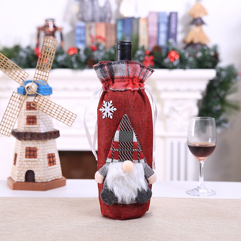 Christmas theme Bottle Wine Cover Bag,Snow Man Wine Bottle Wrapper Xmas Home Decor: 7