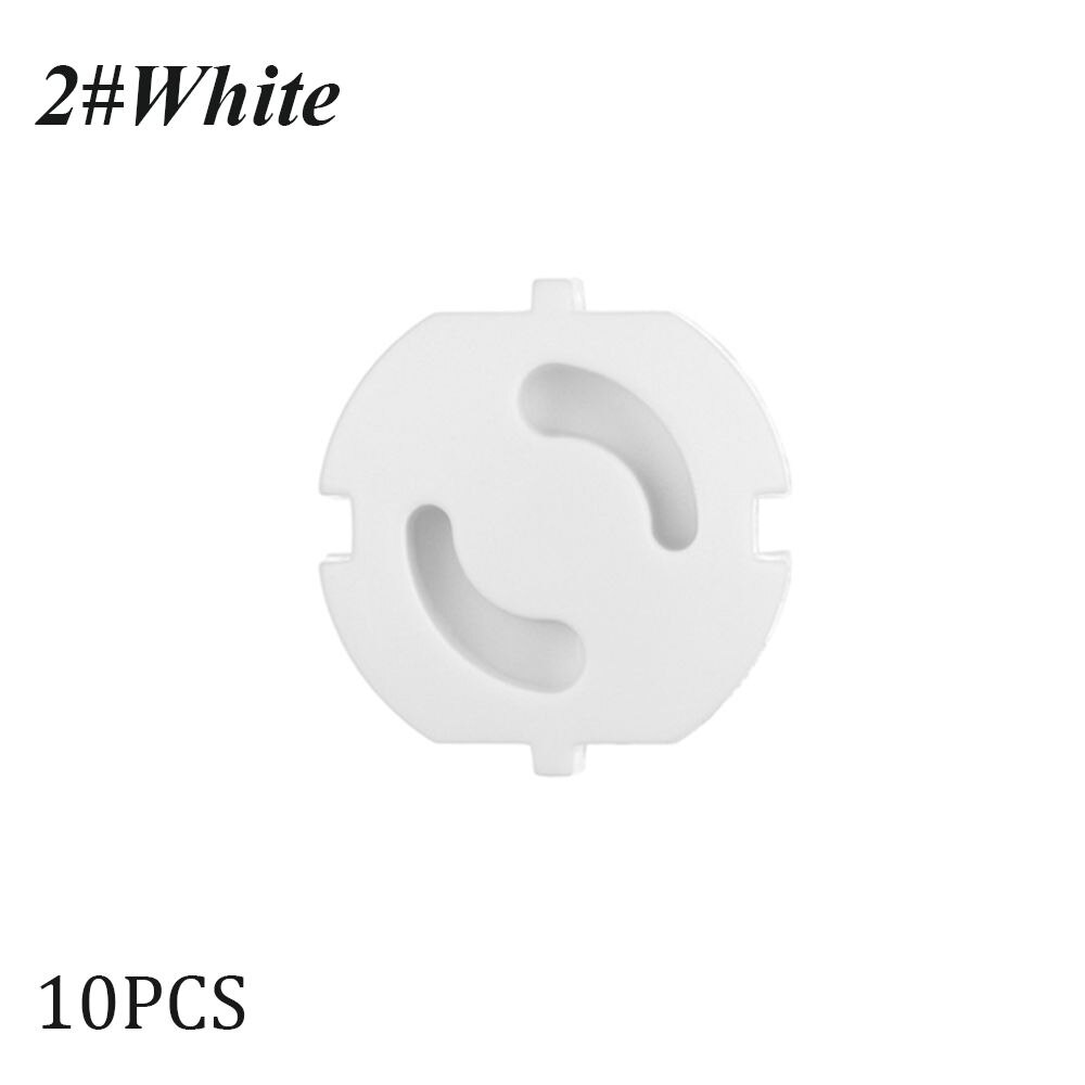 10pcs presa di corrente spina protettore coperchio 2 fori tondo Standard europeo protezione elettrica presa per bambini blocco di sicurezza in plastica: white-2