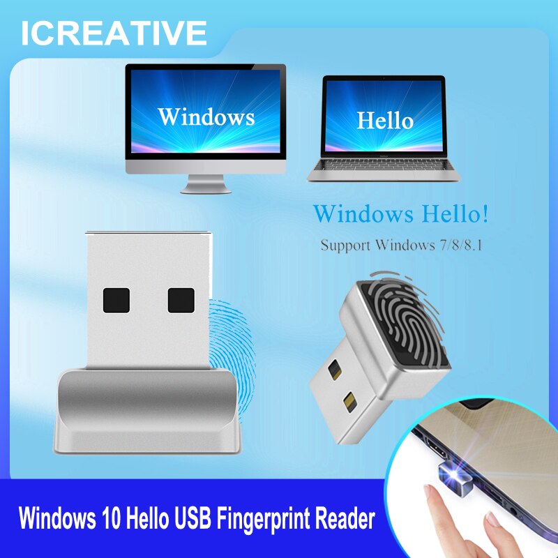 USB Fingerprint Reader For Windows 10 Hello, Biometric Scanner For Passord-Free Login/Sign-IN Lock/Unlock PC &amp; Laptops