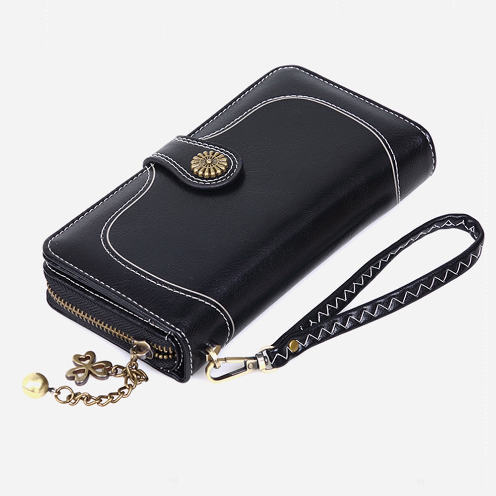 Vintage Women Ladies Leather Long Wallet Zipper Purse Female Card Phone Holder Case Clutch Wallets Hand Bag