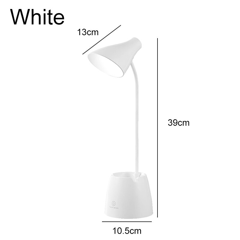 Flexo Led Tafellampen Met Usb Touch Dimbare Led Stand Bureaulamp Leeslamp Moderne Flexibele Studie Lamp Met Pen houder: White / 4000mAh battery