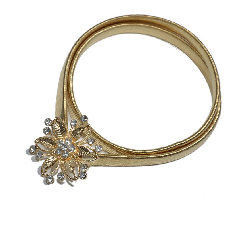 Womens Elastic Metal Waist Belts Women Silver Gold Chain Belts Female Heart Buckle Belts For Ladies Dresses: Peacock1