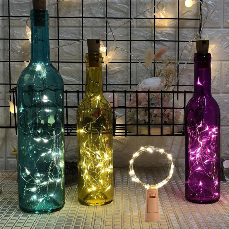 Guirnalda de luces LED con corcho para botella de vino, guirnalda de luces alimentadas por batería, decoración para de Navidad, boda y Bar, 6 uds.