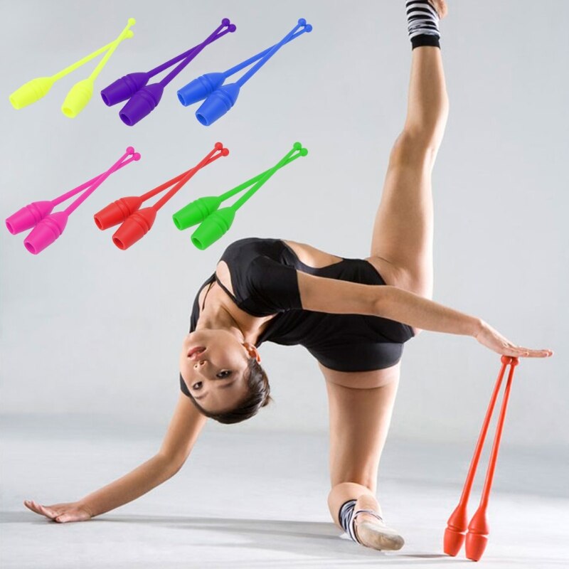 1 par børn voksne rytmisk gymnastik stick dans sport fitness udstyr to fleksible gymnastik pinde