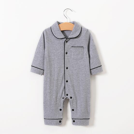 Nyfødt babytøj bomuld spædbørn buksedragt baby drenge pige bomuld loungwear børn børn hjemmetøj pyjamas aftenkjole: Grå / 6m