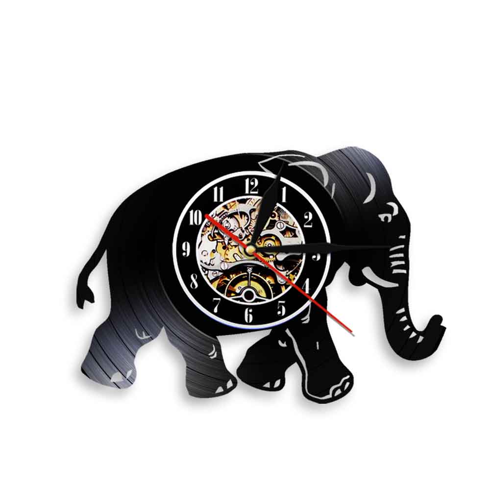 1 stk gående elefantbelysning førte væglys afrika vintage vinyl rekord ur til dyreliv elsker: Ingen led