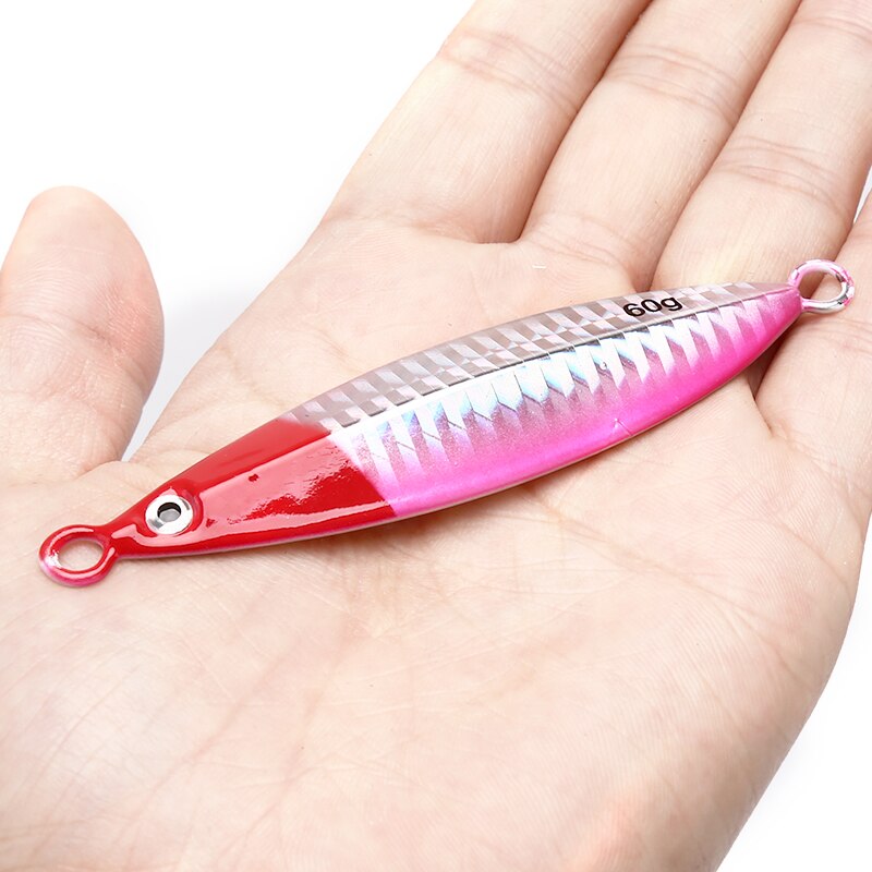 60g Fishing Spoon Iron Plate Sinking Slow jig Shake Metal Jigging Luminous Baits Hard Lead Deep Sea Fishing Jig Lures
