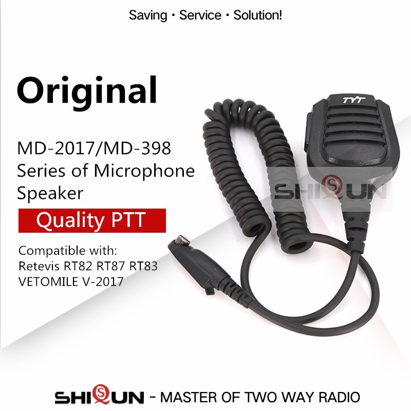 À Prova D' Água originais Ombro PTT Speaker Mic Microfone para TYT MD-2017 MD-398 Compatível com RT82 RT87 RT83 V-2017 Rádios DMR