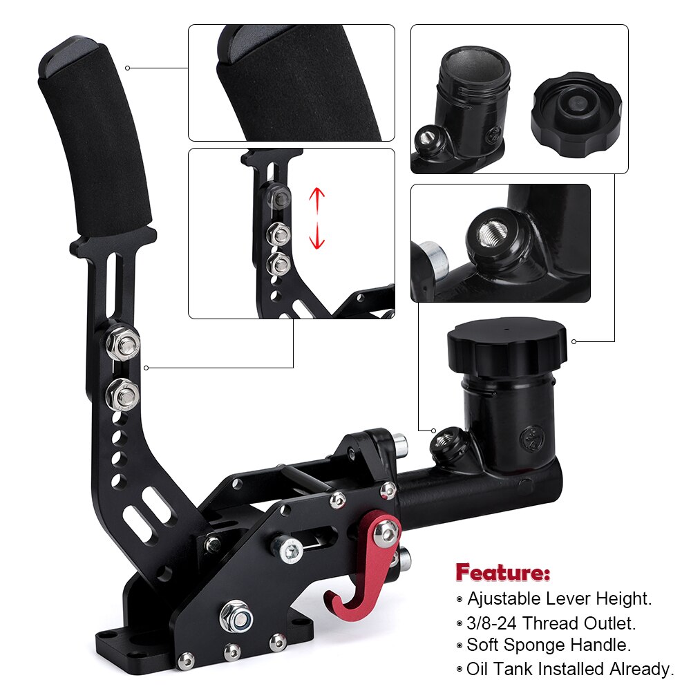 VR Racing Hydraulic Drift Handbrake Gear Lever With Oil Tank Hydro E-Brake Rally 0.75Bar 3/8-24 Parking Adjustable Brake