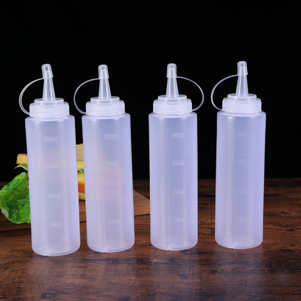 4 stk 230ml 8oz plastpresse sprut krydderflasker med lokk på hetten toppdispensere til ketchup sennepsauser ol