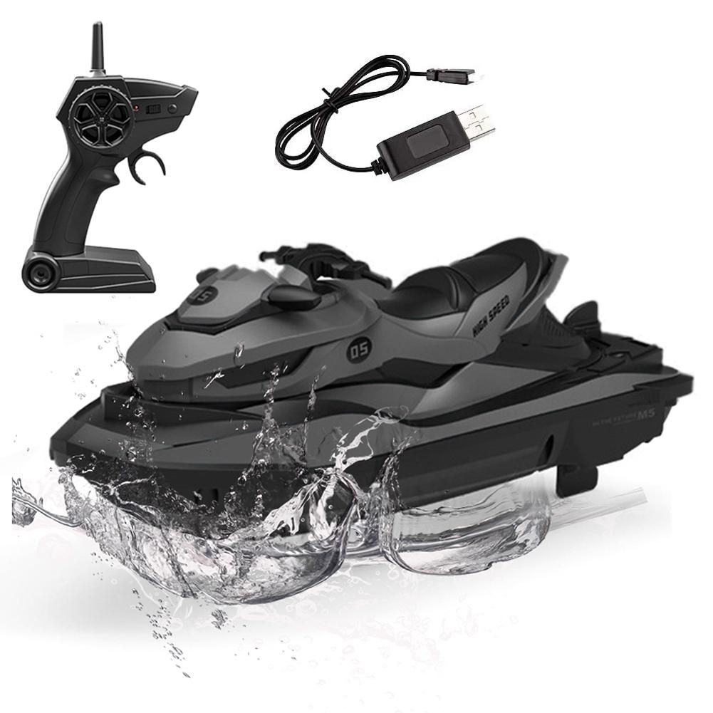 RC Speed Boat 2.4GHz Remote Control Motor Boat Speedboat Rivers And Lakes Water Toys For Pools Lakes Boys: Gray