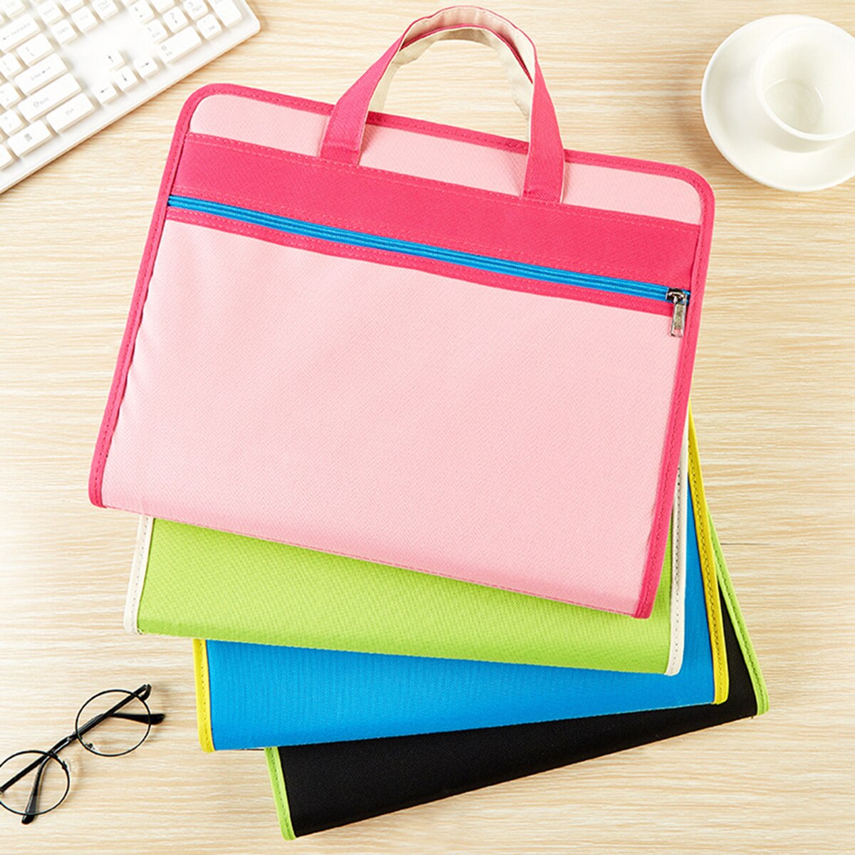 13 Zakken Uitbreiden Bestandsmap A4 Size Kleur Canvas Accordeon Document Organizer Rits Sluiting Met Draagbare Handvat