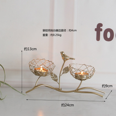 Nordic Wrought Iron Golden Bird Aroma Candle Holder Decoration Romantic Dining Table Decoration Candle Holder Small Decoration: A