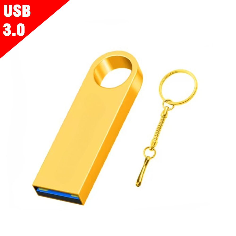 Metal USB 3.0 Flash Drive 128GB 64GB Silver High Speed ​​Pen Drive 32GB 16GB Waterproof Memory Stick Keychain U disk Gold: Gold / 128 GB