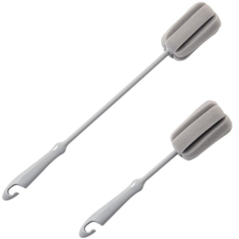 2Pc de esponja cepillo de botella de leche de vidrio de cocina limpieza y lavado limpio herramientas cepillo de limpieza de tazas de plástico mango corto y largo Han: Default Title