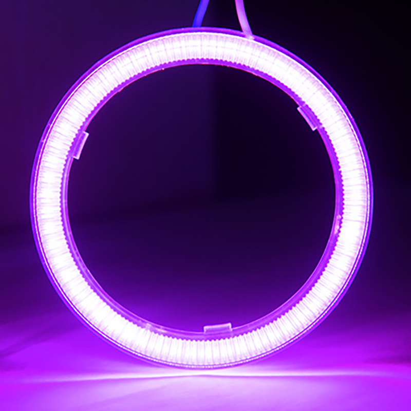 Super Ljusa Halo Ringar COB LED Angel Eyes - 60mm till 120mm - Bil och Motorcykel DRL Lampa: Lila / 4300k