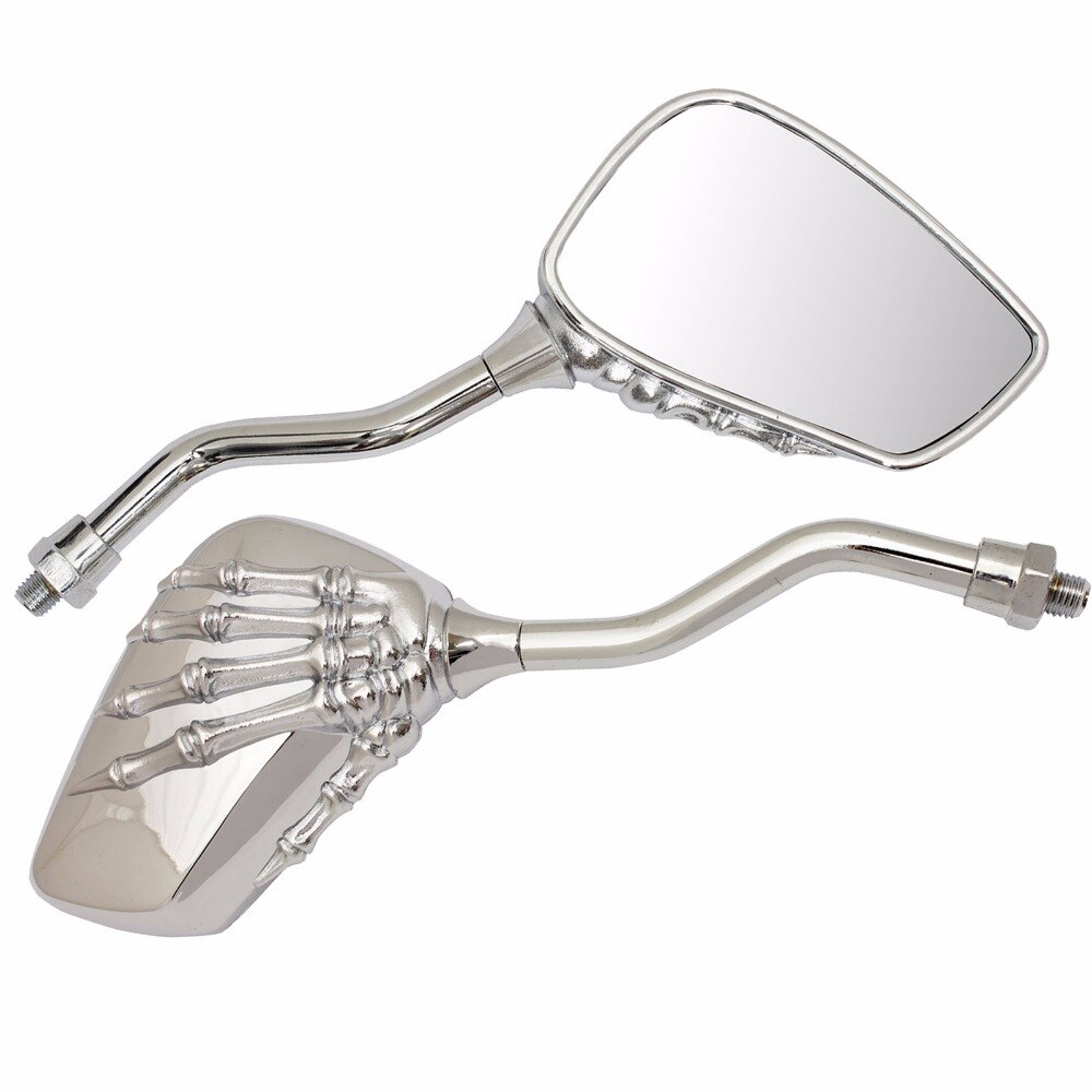 CHROME SKELETHAND UNIVERSAL SCOOTER BROMFIETS VESPA ATV MOTORFIETS SPIEGELS M8 M10