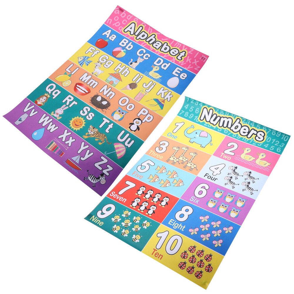 2 stk tidligt pædagogisk alfabet matematik børn børn vægkort plakat kontor skole uddannelse  (30 x 45cm)