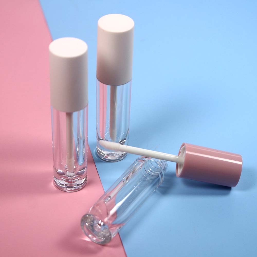 4Ml Transparante Ronde Plastic Dikke Muur Lipgloss Buis Cosmetische Lipgloss Verpakking Container Met Roze Witte Deksel