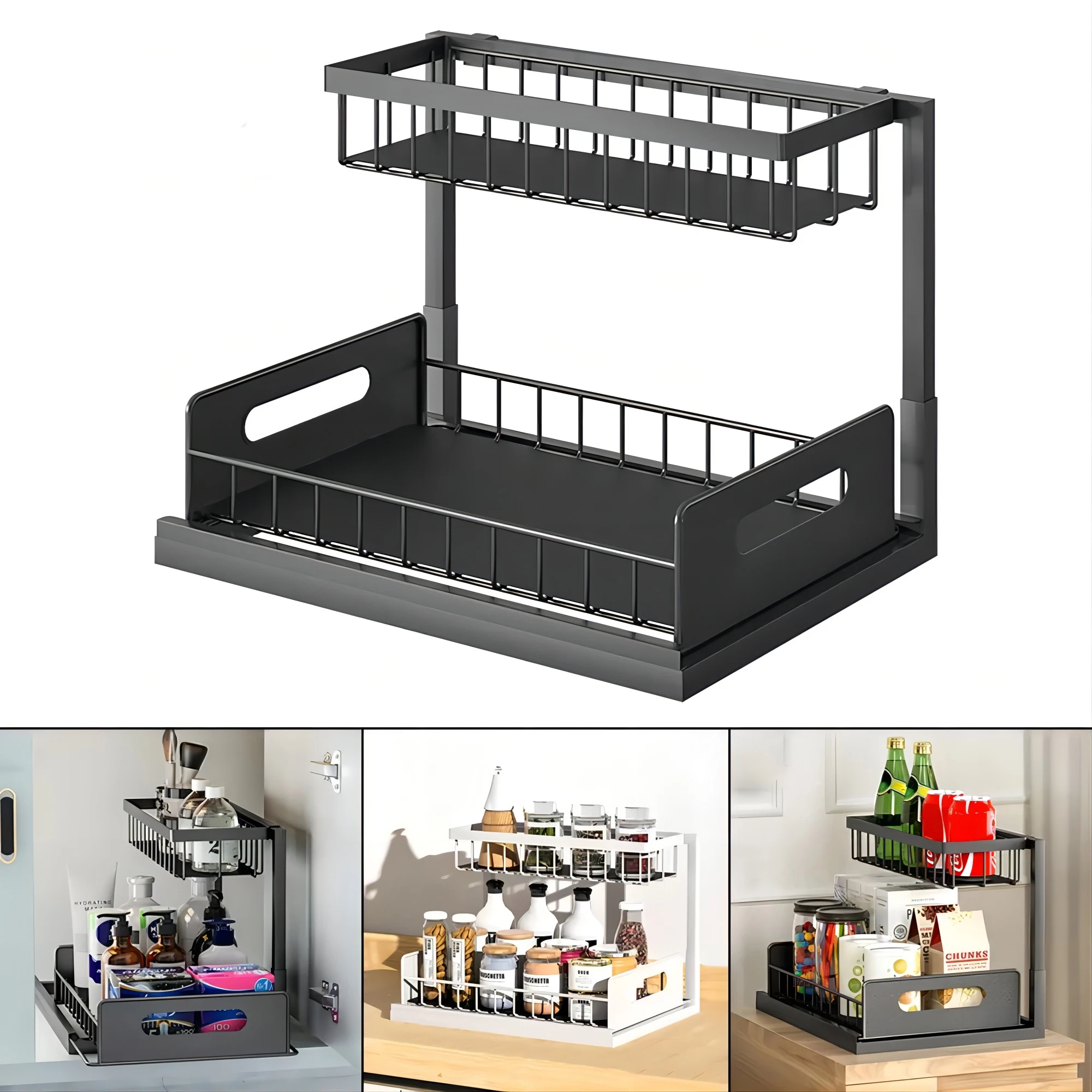 Unter Waschbecken Organizer & Lager, mit Schiebe schublade 2 Ebene Mehrzweck Schlecht Regal Organizer für Küche Schlecht Lagerung