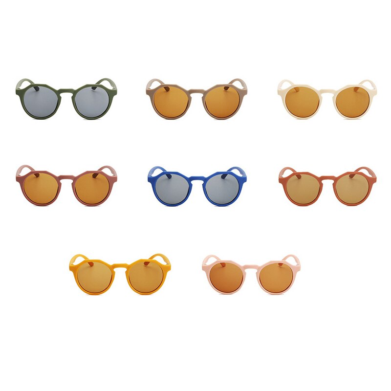 Occhiali da sole estivi per bambini UV400 montatura rotonda protezione UV smerigliata occhiali da sole tinta unita Boy Girl occhiali da sole Anti-UV 3-12Y