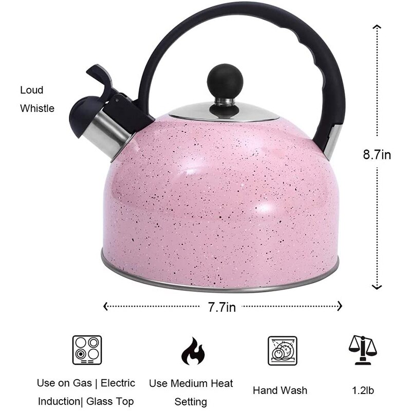 Theepot, fluitende roestvrijstalen theepot voor alle kookplaten, dunne bodem, inhoud , 2.5 liter