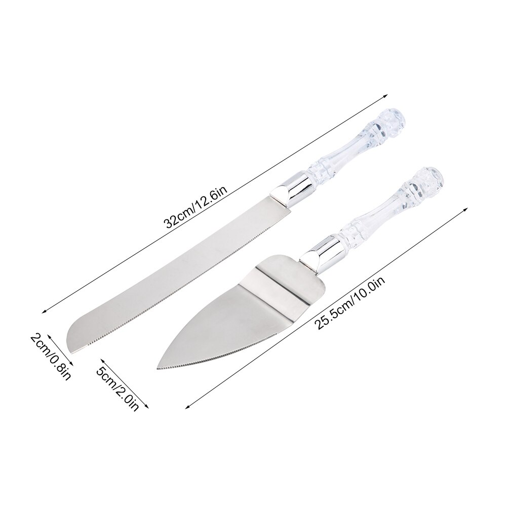 2 stuks Rvs Cake Schop Cutter Mes Set Bruiloft Taart Spatel Bakken Keuken Tool