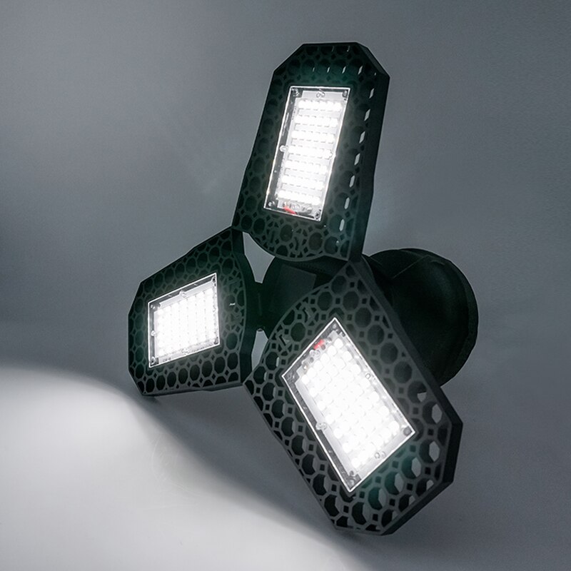 4pcs/lot Three-leaf Folding LED Bulb AC 85-265V Fan Blade Deformation Garage Chandelier No Dead Angle Adjustable Ceiling Light: Cold White / 60W 110V-220V