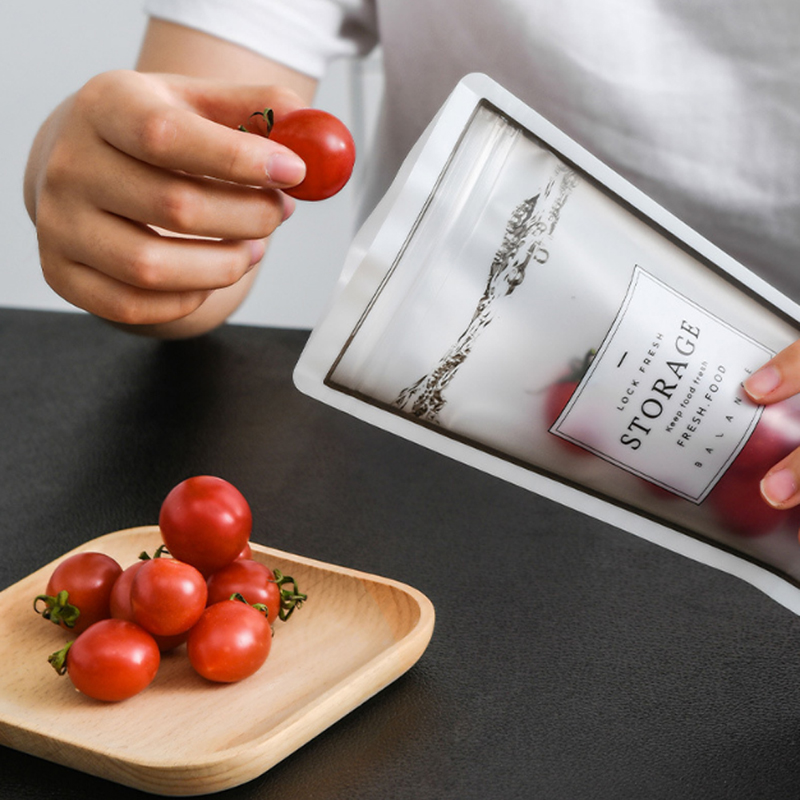 4 sztuk żywności świeżego torba matowy jasne wielokrotnego użytku woreczek hermetyczny silikonowy próżni uszczelniaczem jedzenie owoców mięwięc przechowywania torby na zamek błyskawiczny jedzenie stopień torby z zapięciem