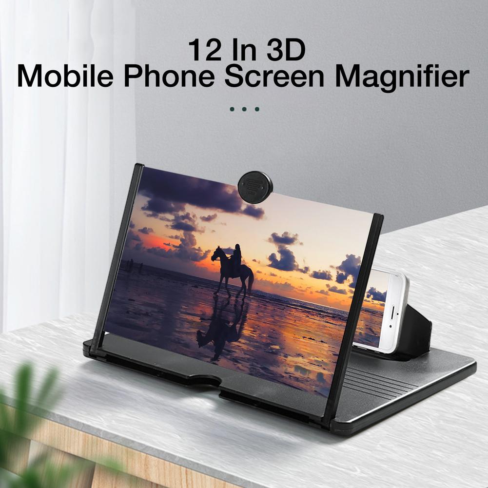 12 Inch 3D Gsm-scherm Vergrootglas Bureau Telefoon Houder Hd Video Versterker Vouwen Telefoon Stand Bracket Movie Game Vergrootglas