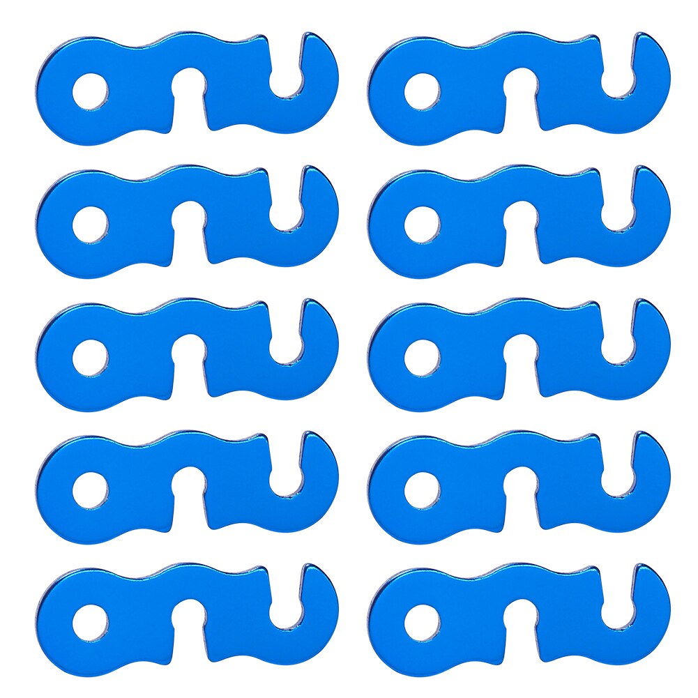 10 -teiliges set outdoor-campingzelt-fallschirmleinen-seilschnallen aus aluminiumlegierung, seilspanner, befestigungselemente, reisewerkzeug: Blau