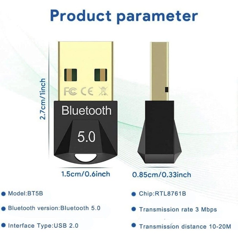 Wireless Bluetooth 5.3 Adapter USB Bluetooth 5.0 Dongle Adapter for PC Laptop Wireless Speaker Audio Receiver USB Transmitter