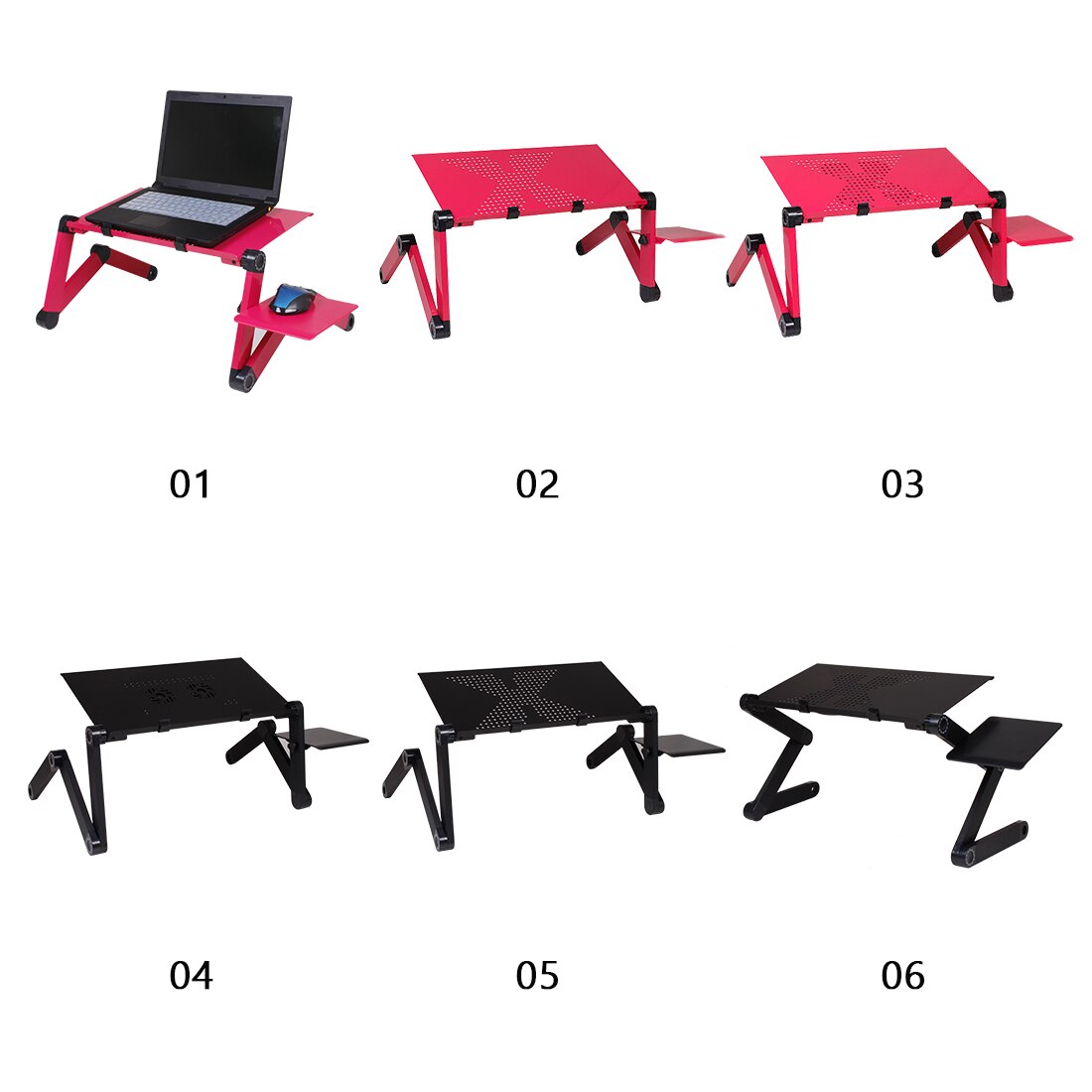 Portable Laptop Desk Adjustable Notebook Desk Aluminum Bed Lapdesk Tray PC Table Stand Notebook Table Desk Stand With Mouse Pa