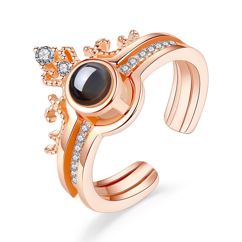 100 Talen I Love U Liefde Ringen Projectie Rose Gouden Ring Romantische Liefde Geheugen Wedding Ring Sieraden: 03 rose gold