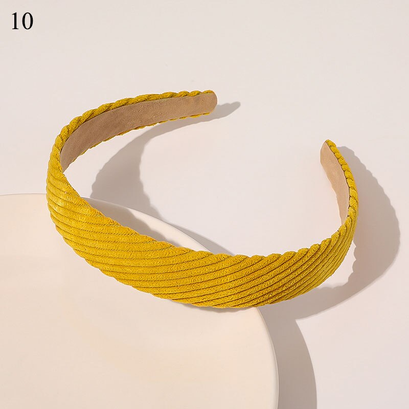 1Pc Corduroy Vrouwen Hoofdband Plaid Gestreepte Bloemen Printing Brede Hoofdband Vintage Stretch Tulband Haarband Vrouwelijke Hoofd Hoepel: 10